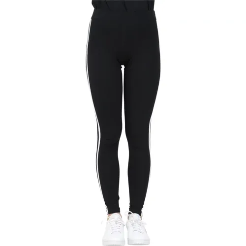 Schwarze Trainingsleggings mit 3-Streifen , Damen, Größe: 2XS - adidas Originals - Modalova