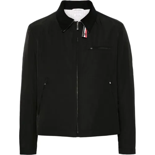 Schwarze Logo-Jacke mit RWB-Streifen,Schwarze Gesteppte Jacke mit RWB Streifen - Thom Browne - Modalova