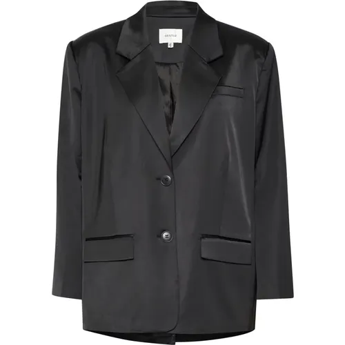 Schwarzer Oversized Blazer mit Klappentaschen , Damen, Größe: XS - Gestuz - Modalova