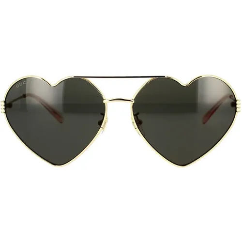 Herzförmige Logo Sonnenbrille Gg1283S 001 , Damen, Größe: 62 MM - Gucci - Modalova