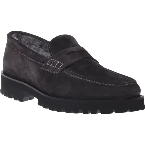 Loafers in dark grey suede leather , Herren, Größe: 39 EU - Baldinini - Modalova