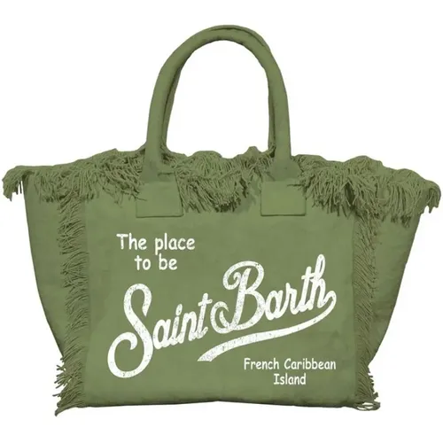 Grüne Vanity-Tasche mit Fransen , Damen, Größe: ONE Size - MC2 Saint Barth - Modalova