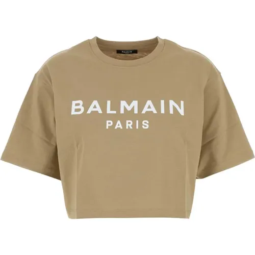 Stylisches Baumwoll-T-Shirt , Damen, Größe: M - Balmain - Modalova