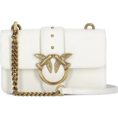 Cross Body Bags,Weiße Leder-Schultertasche mit Gold-Logo - pinko - Modalova