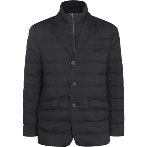 Schwarze Daunenjacke mit hohem Kragen , Herren, Größe: L - Herno - Modalova