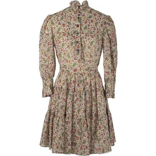 Blumiges Paisley-Kleid mit Rüschen und Juwelenknöpfen - ETRO - Modalova