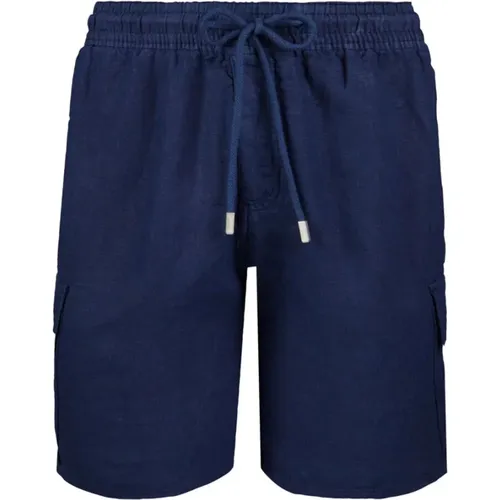 Solide Leinen Cargo Bermuda Shorts , Herren, Größe: XL - Vilebrequin - Modalova