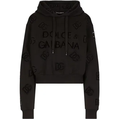 Hooded Sweatshirt with Perforations , female, Sizes: S - Dolce & Gabbana - Modalova