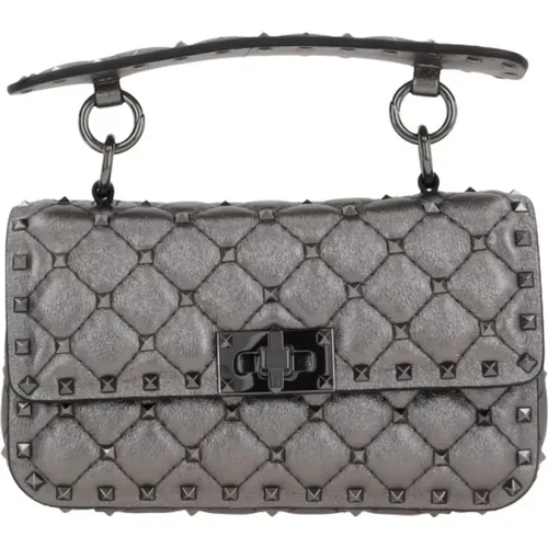 Quilted Anthracite Shoulder Bag with Studs , female, Sizes: ONE SIZE - Valentino Garavani - Modalova