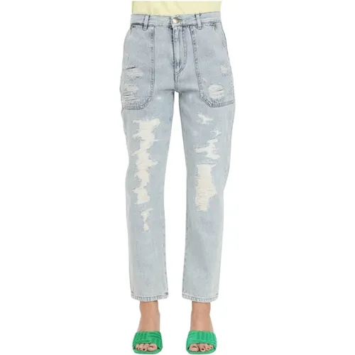 Hellblaue Jeans mit Distressed-Look , Damen, Größe: W27 - pinko - Modalova