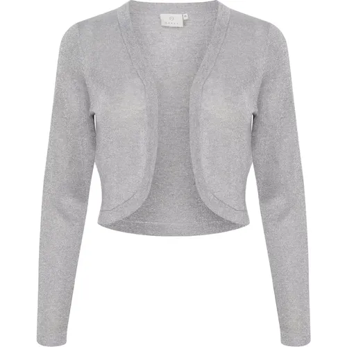 Feminine Offene Bolero Jacke Grau Silber , Damen, Größe: 2XL - Kaffe - Modalova