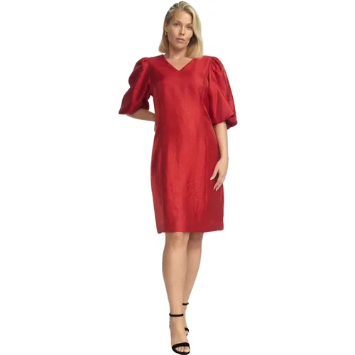 Rotes Nadia Kleid mit V-Ausschnitt , Damen, Größe: 2XL - 2-Biz - Modalova