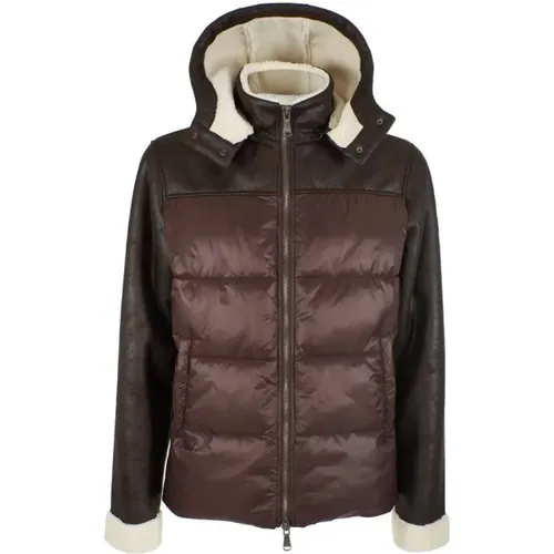 Quilted Eco Shearling Hooded Jacket for Men , male, Sizes: 2XL - YES ZEE - Modalova