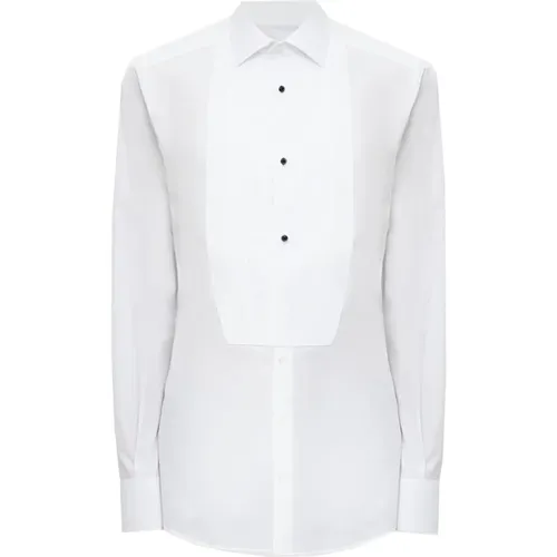 Weiße Baumwoll- und Seidenhemd für Herren , Herren, Größe: M - Dolce & Gabbana - Modalova