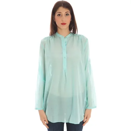 Blaue Bluse Langarm Mandarin Kragen , Damen, Größe: 4XL - Gant - Modalova