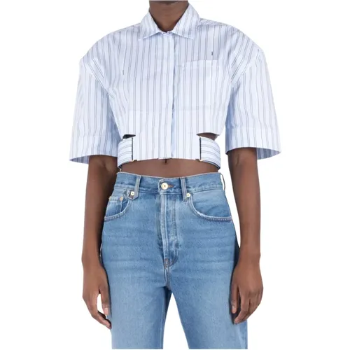 Kurze Gestreifte Bluse mit Gürtel , Damen, Größe: M - Jacquemus - Modalova