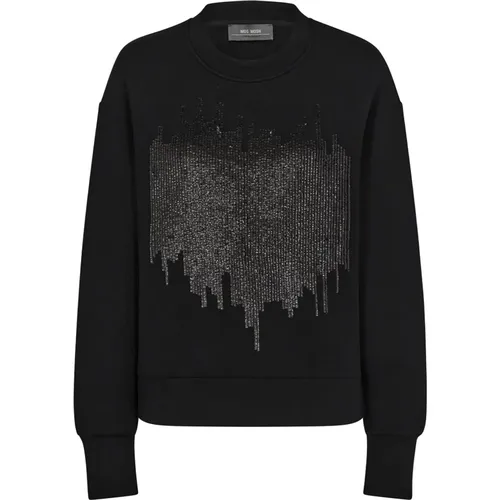 Schwarzer Glam Sweatshirt mit Pailletten-Details , Damen, Größe: S - MOS MOSH - Modalova