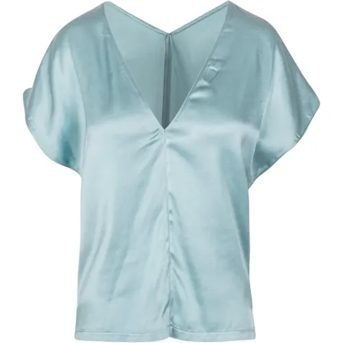 Silk V-Neck Kimono Sleeve T-shirt , female, Sizes: XS, S - Jucca - Modalova
