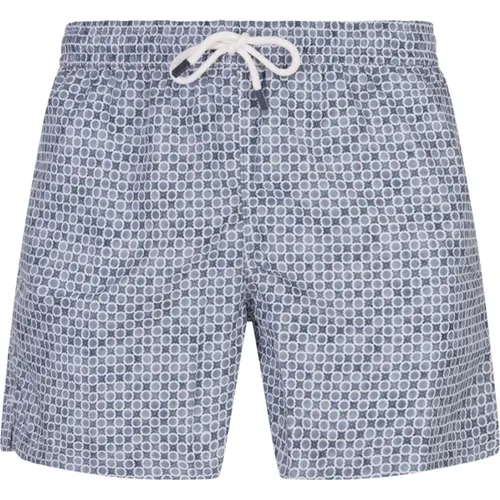 Blue Swim Shorts Polka Dot Floral , male, Sizes: XL, 2XL, L - Fedeli - Modalova