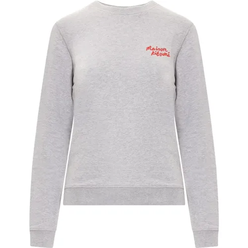 Grauer Sweatshirt, Rundhals, Langarm , Damen, Größe: XS - Maison Kitsuné - Modalova