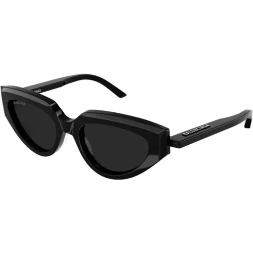 Schwarzer Rahmen Graue Linse Sonnenbrille , Damen, Größe: 52 MM - Balenciaga - Modalova