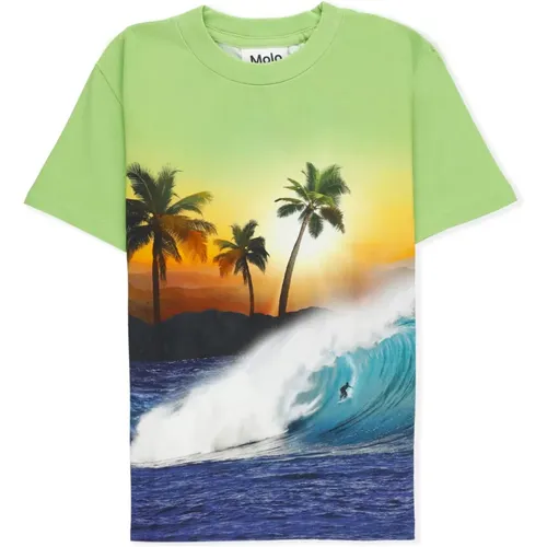 Grünes Sunset-Print Baumwoll-T-Shirt - Molo - Modalova