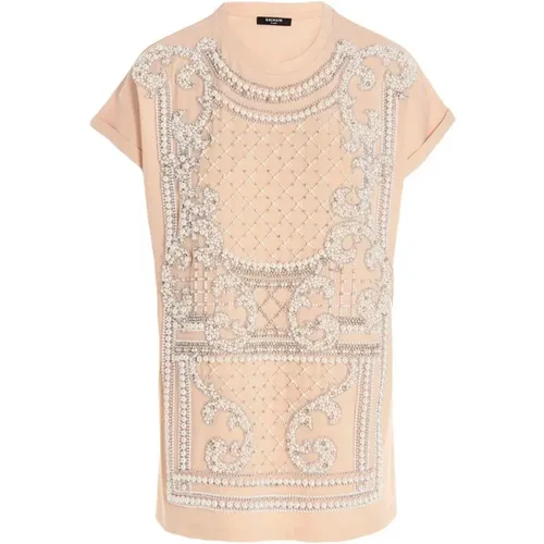 Embellished Crewneck Tee , female, Sizes: M, S - Balmain - Modalova