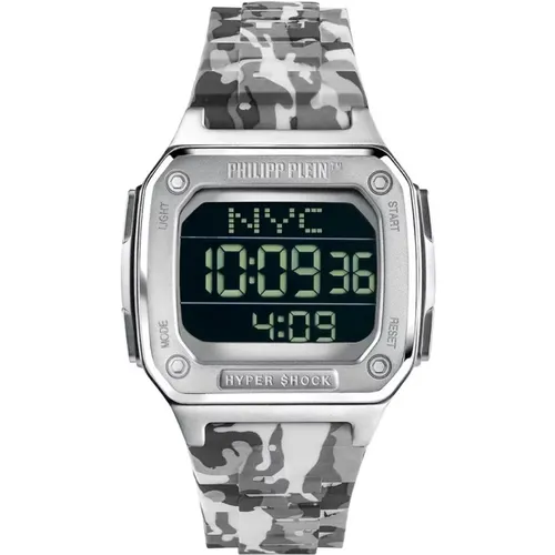 Camouflage Silicone Strap Stainless Steel Watch , male, Sizes: ONE SIZE - Philipp Plein - Modalova