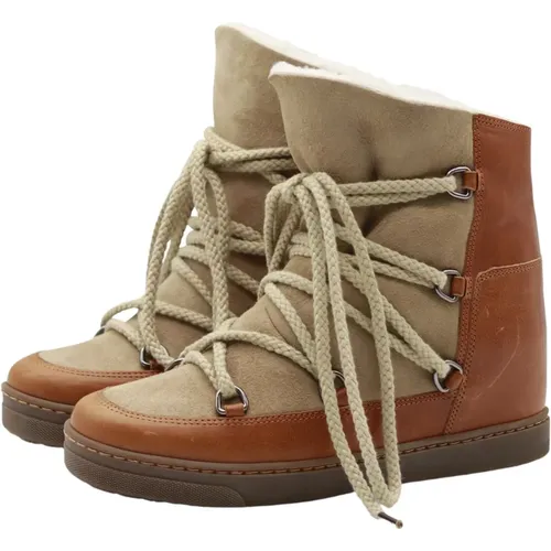 Camel Snow Boots with Rounded Toe and Laces , female, Sizes: 7 UK - Isabel marant - Modalova