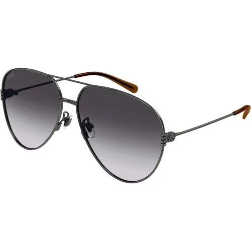 Stylish Sunglasses in Ruthenium/Grey Shaded , female, Sizes: 62 MM - Gucci - Modalova