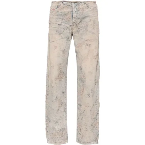 Denim Distressed Straight Leg Trousers , female, Sizes: W28, W26 - Diesel - Modalova