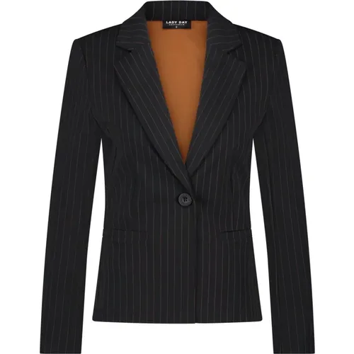 Pinstripe Schwarzer Blazer , Damen, Größe: 2XL - Lady Day - Modalova