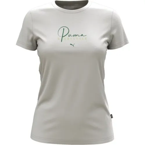 Weiße T-Shirt mit Logo-Print , Damen, Größe: M - Puma - Modalova