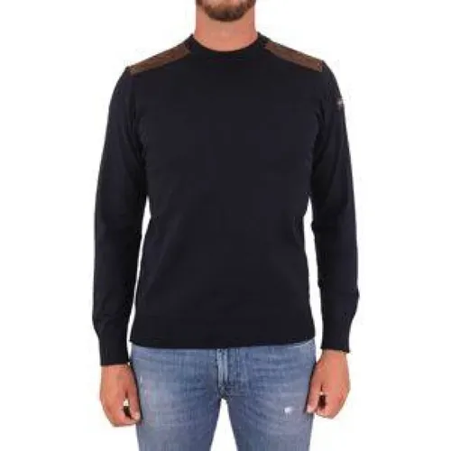 Wool Sweater with Leather Inserts , male, Sizes: L, M - PAUL & SHARK - Modalova