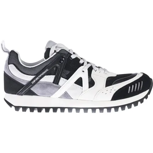Stilvolle Schwarze Graue Sneakers , Herren, Größe: 43 EU - Emporio Armani - Modalova