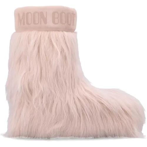 Rosa Kunstpelz Mid Stiefel , Damen, Größe: 39 EU - moon boot - Modalova