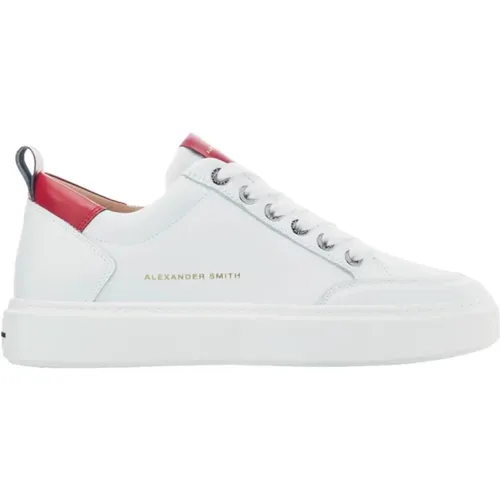 Luxus Weiße Rote Straßen-Sneaker , Herren, Größe: 44 EU - Alexander Smith - Modalova