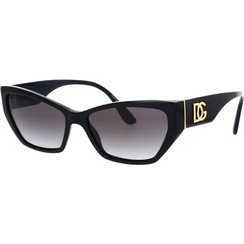 Womens Cat-Eye Sunglasses with Gold Logo , unisex, Sizes: 58 MM - Dolce & Gabbana - Modalova