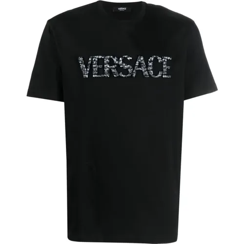 Embroidery` T-Shirt , male, Sizes: S, M - Versace - Modalova