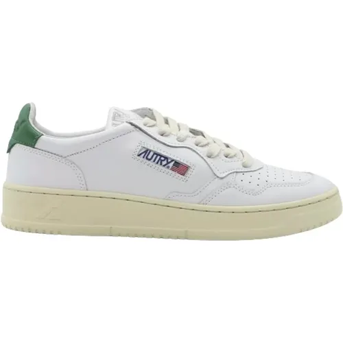 Leather Sneakers with Green Accents , male, Sizes: 6 UK, 5 UK - Autry - Modalova