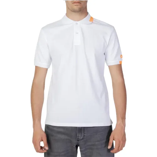 Plain Short Sleeve Polo with Button Fastening , male, Sizes: S, XL - Suns - Modalova