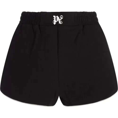 Schwarze Baumwollshorts mit Monogramm , Damen, Größe: XS - Palm Angels - Modalova