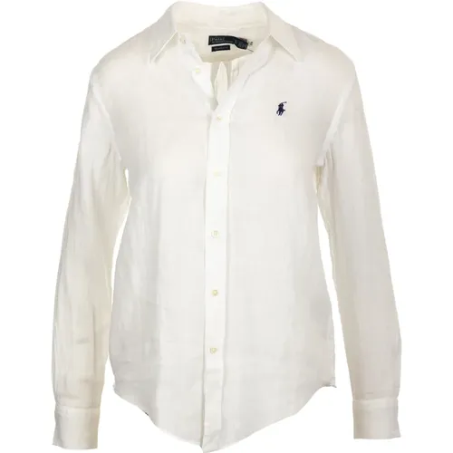 Weißes Hemd mit Knopfleiste und langen Ärmeln , Damen, Größe: M - Ralph Lauren - Modalova