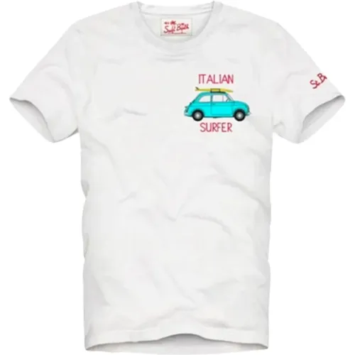 Weiße italienische Surfer-T-Shirt , Herren, Größe: 2XL - MC2 Saint Barth - Modalova