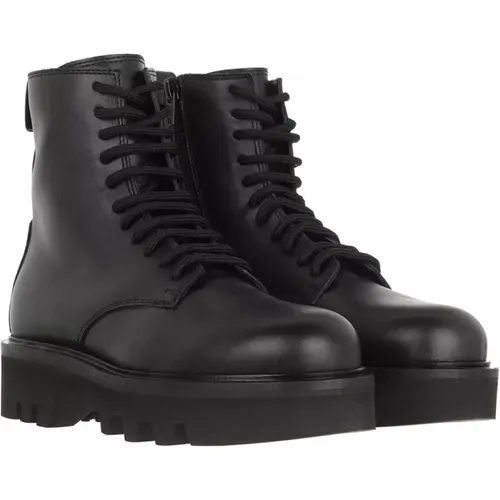 Rita Army Boot aus schwarzem Leder , Damen, Größe: 39 EU - Furla - Modalova