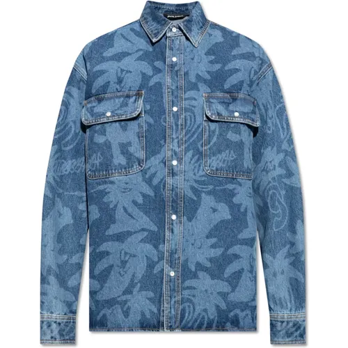 Oversize denim shirt , male, Sizes: L, M - Palm Angels - Modalova