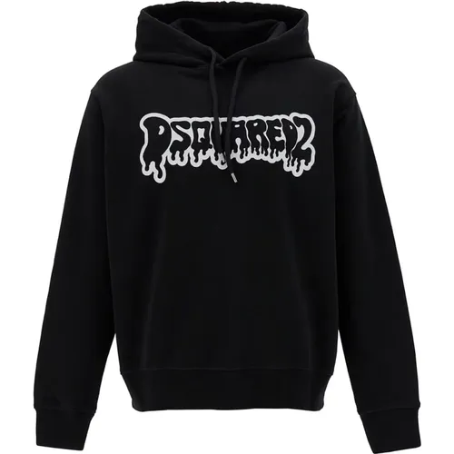 Schwarzer Sweatshirt mit Graffiti-Logo , Herren, Größe: M - Dsquared2 - Modalova