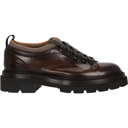 Braune Leder Alpine Flache Schuhe - Santoni - Modalova