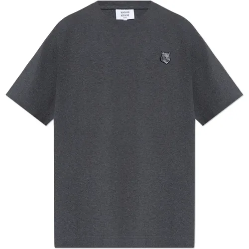 T-Shirt mit Patch , Herren, Größe: M - Maison Kitsuné - Modalova