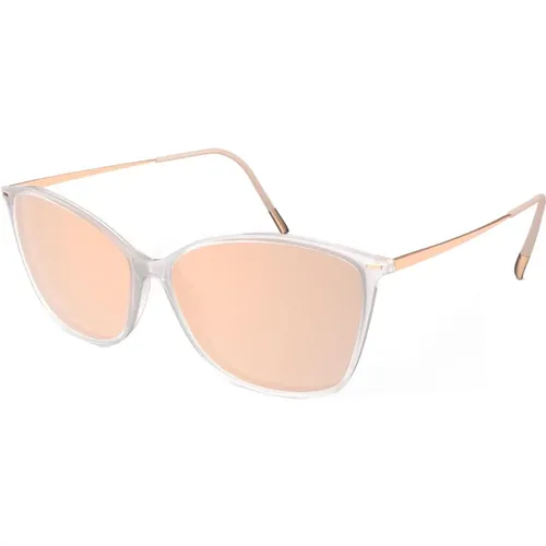 Transparente Weiße/Braune Rosa Gold Sonnenbrille,Braun Getönte Sonnenbrille SUN Lite 3192 - Silhouette - Modalova